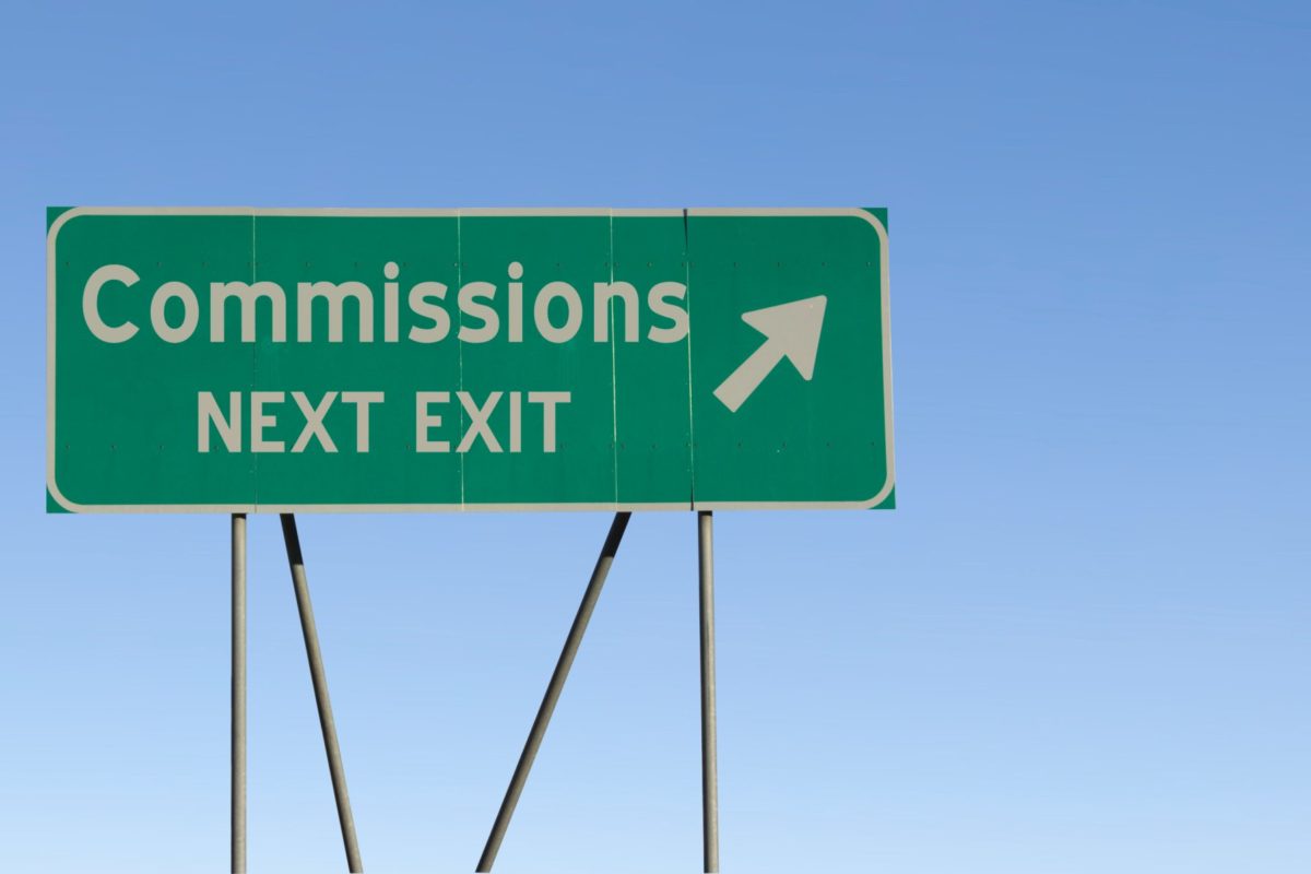 commissions next exit sign board